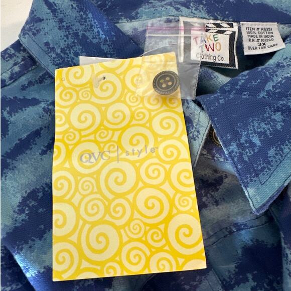 Vintage Take Two Clothing Musical Themed Shacket Jacket Shirt Denim Cotton Sz 3X - Picture 10 of 11